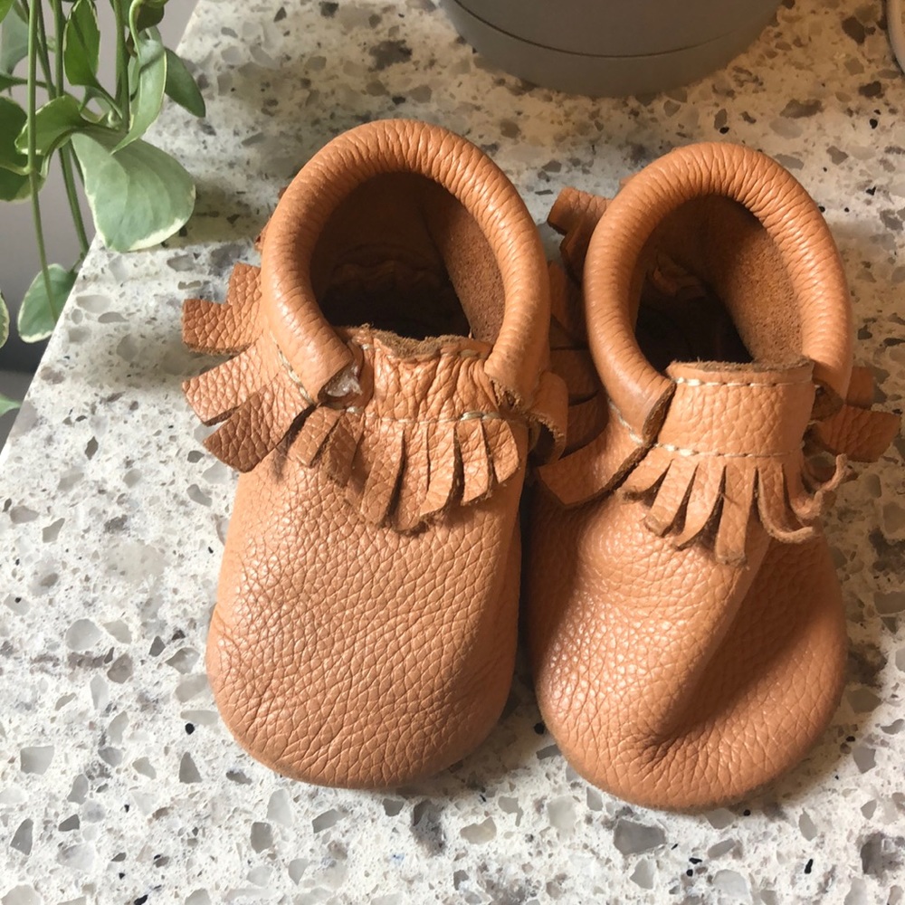 Freshly picked soft sole moccasins camel tan
